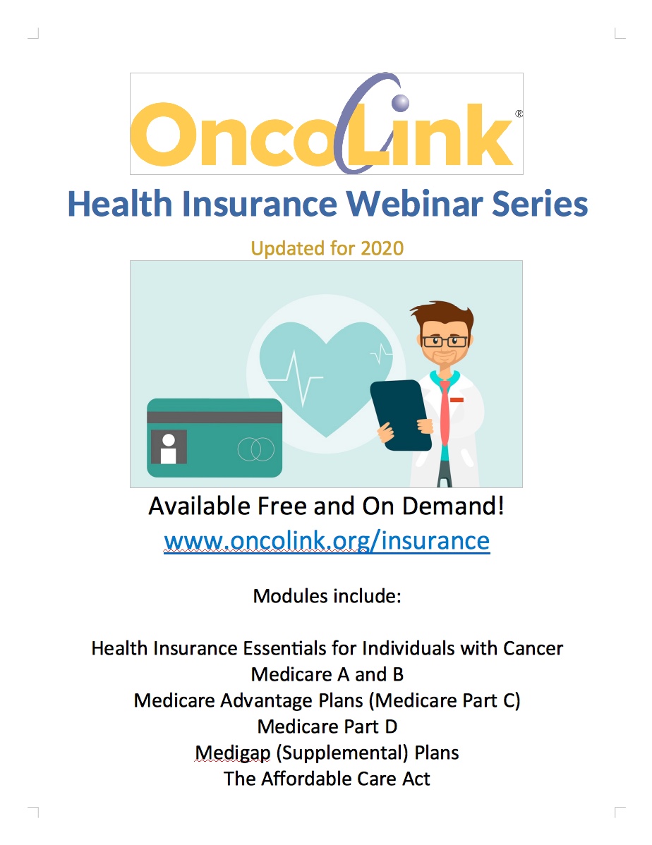 OncoLink Health Insurance Webinar Series Flier